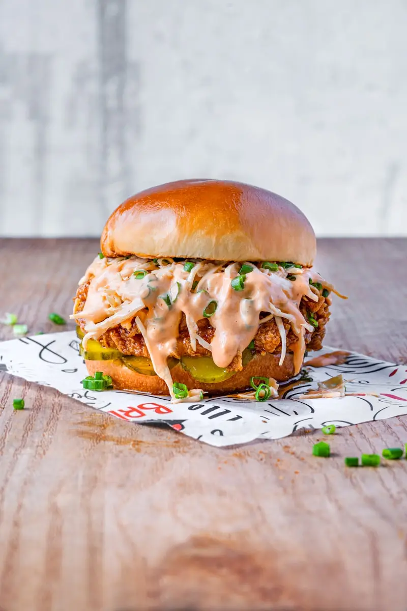 Homemade crispy chicken sandwich served on a bun