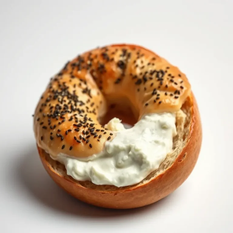 Delicious bagel with cream cheese ready to eat