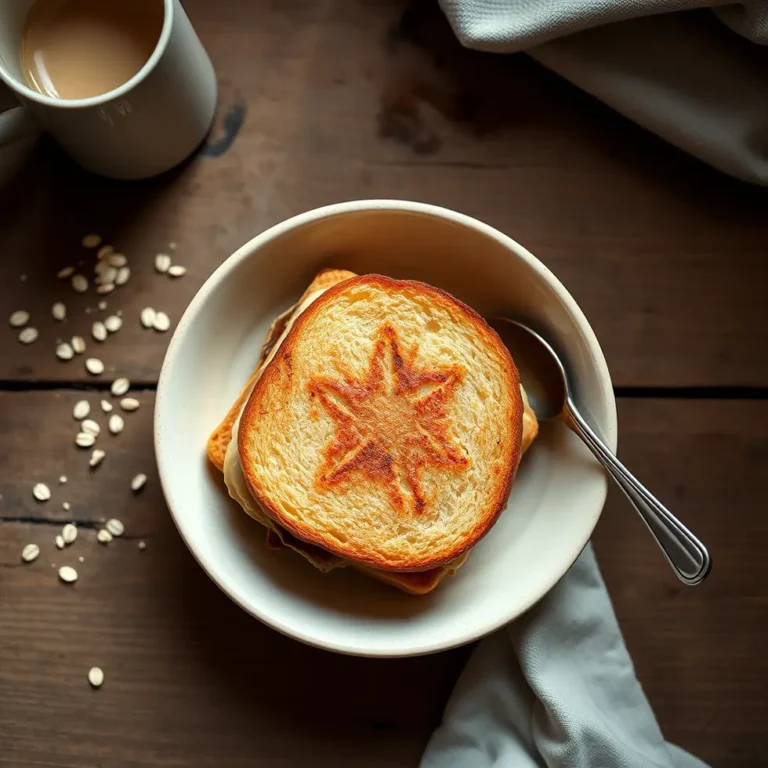 Homemade breakfast sandwich served in a cozy morning kitchen setting