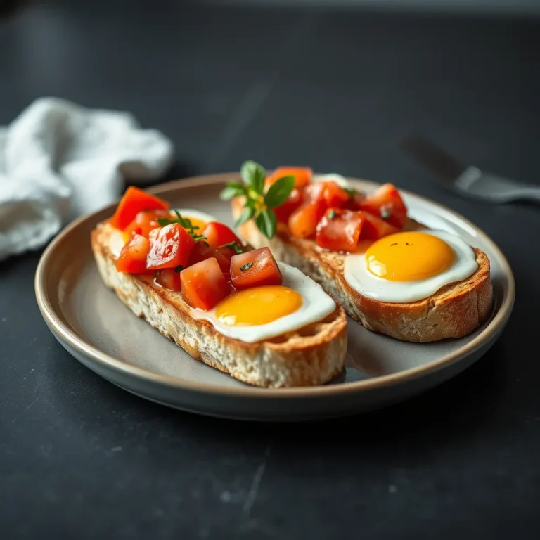 Delicious bruschetta breakfast ready to eat