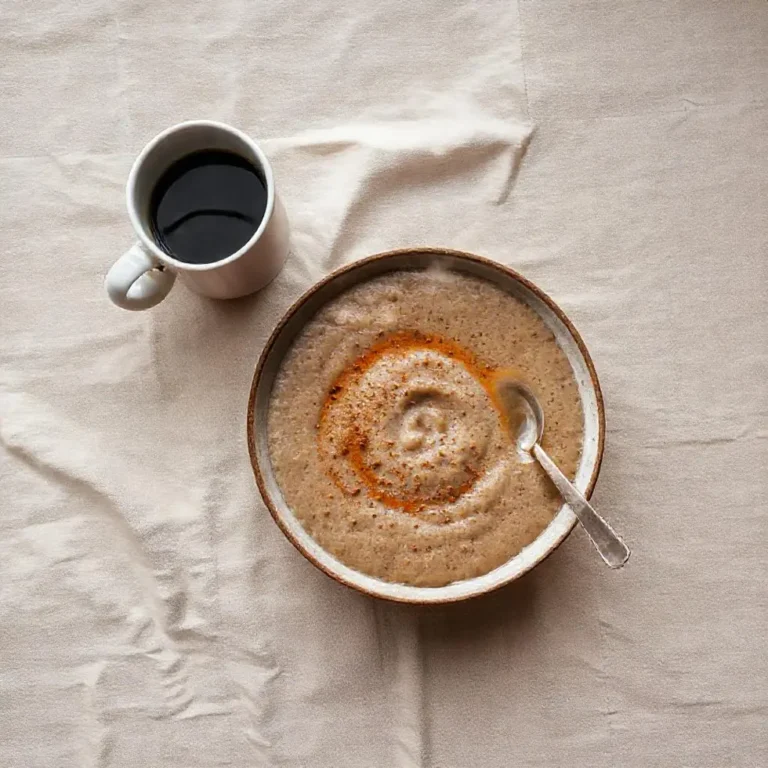 Homemade buckwheat porridge served in a cozy morning kitchen setting