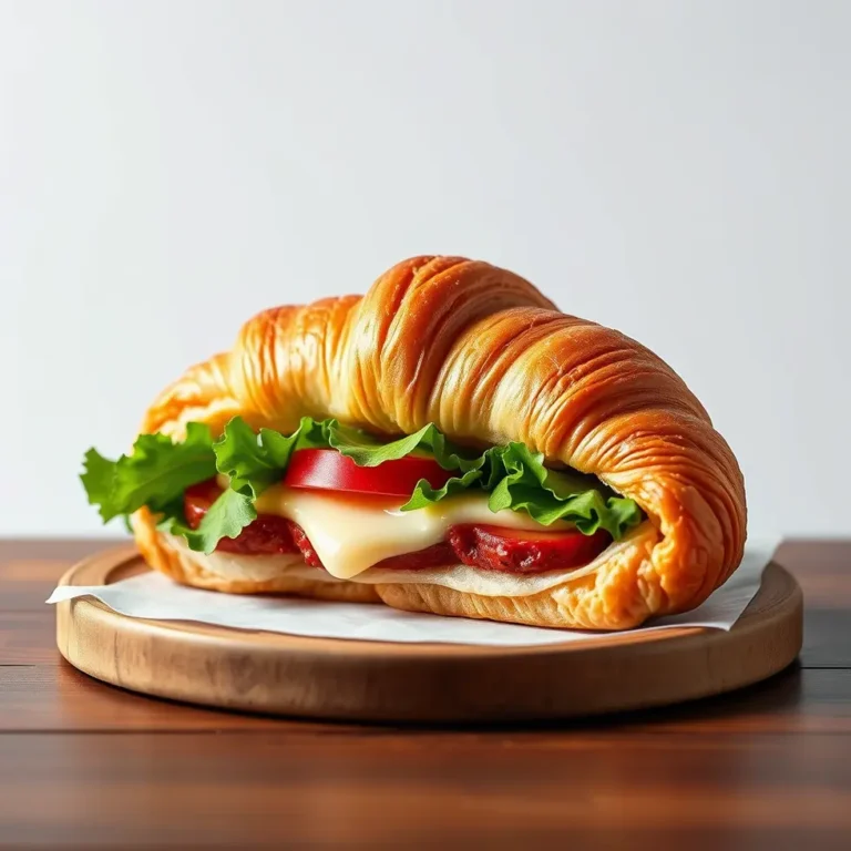 Delicious croissant sandwich ready to eat