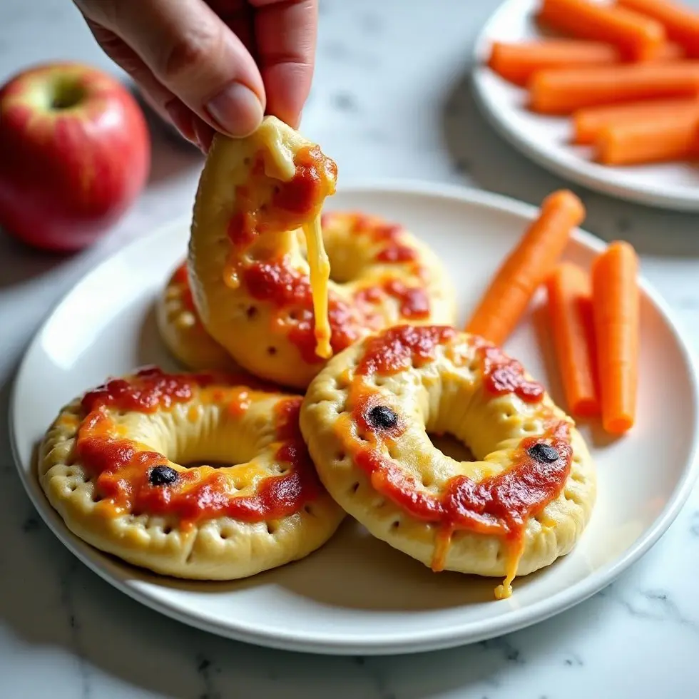 Preparing air fryer pizza bagel in a home kitchen