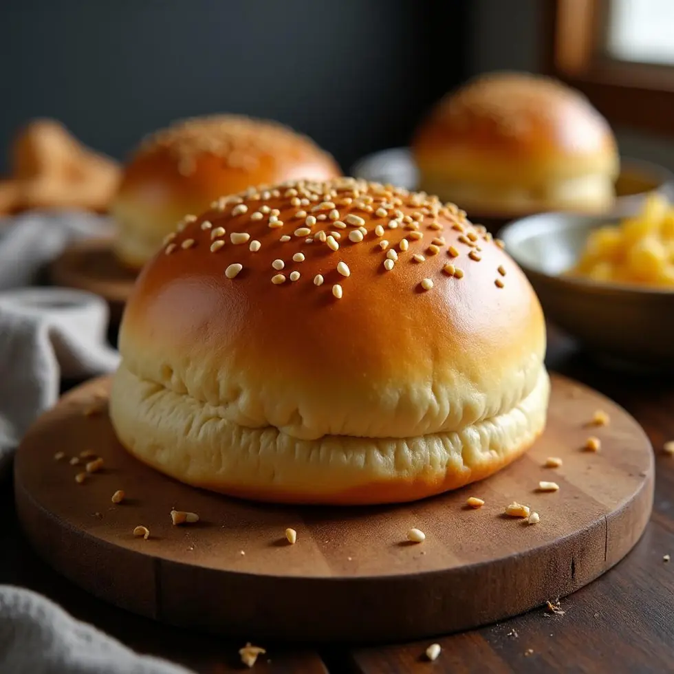 brioche burger bun recipe with brioche burger buns, homemade burger buns, soft burger buns, burger bun recipe, bakery st