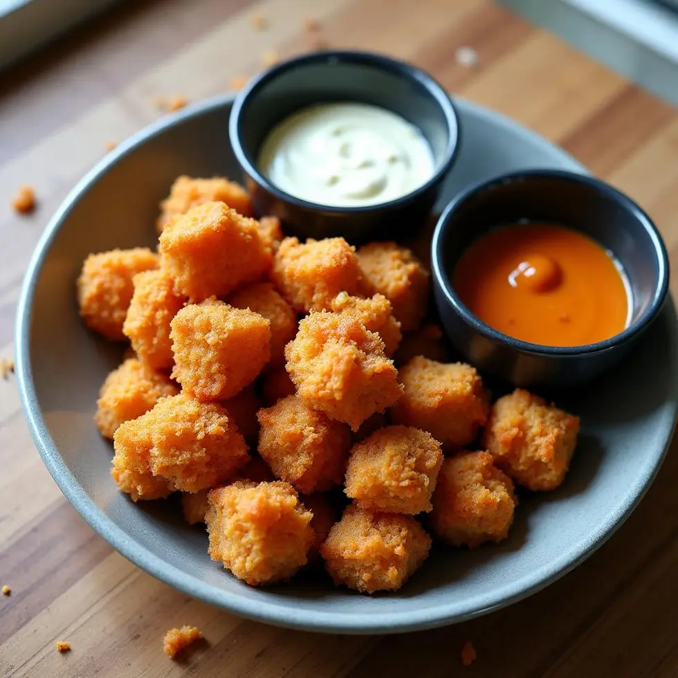 Preparing chicken bites in air fryer in a home kitchen