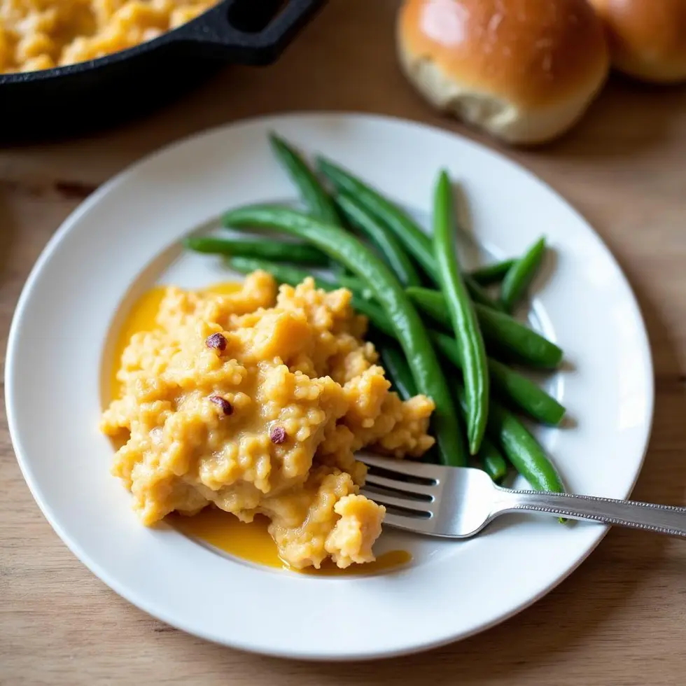 Preparing crock pot chicken casserole recipe in a home kitchen