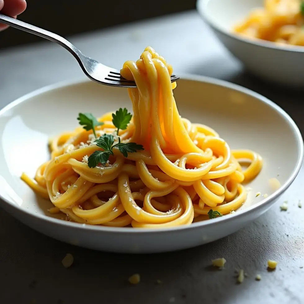 Bowl of garlic butter spaghetti with parmesan and fresh parsley for quick weeknight dinner
