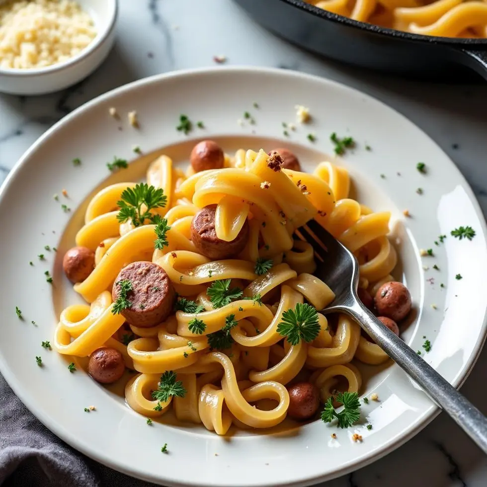 Preparing easy sausage pasta recipes in a home kitchen