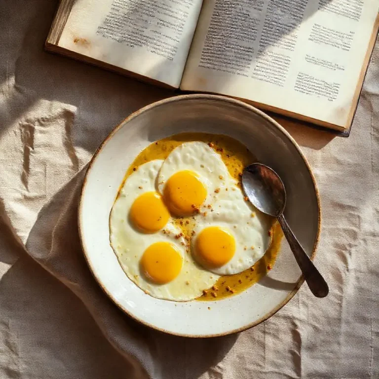 Homemade fried eggs served in a cozy morning kitchen setting