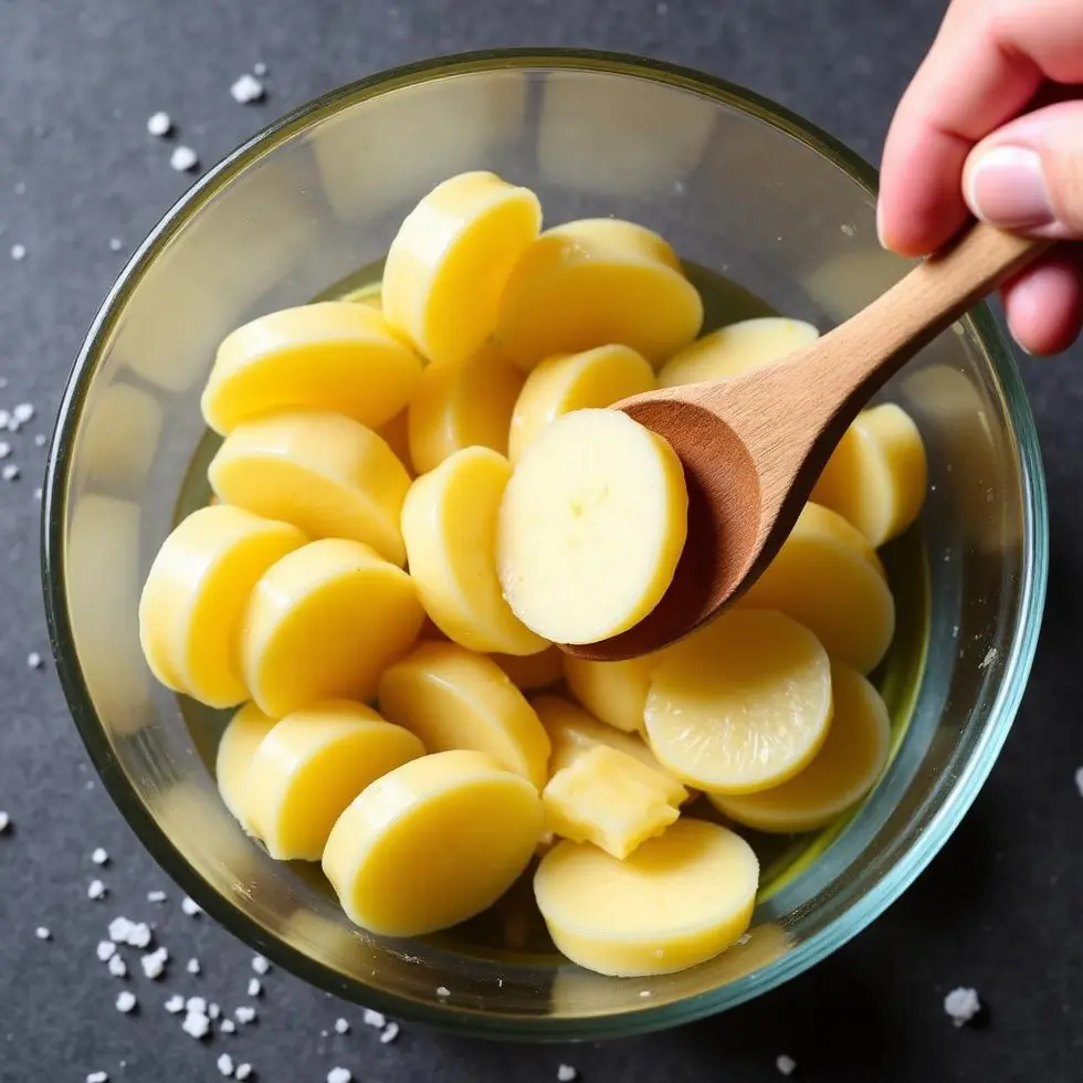air fryer chips served on a casual kitchen table