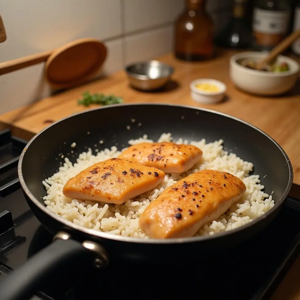 chicken and rice recipes for dinner served on a casual kitchen table