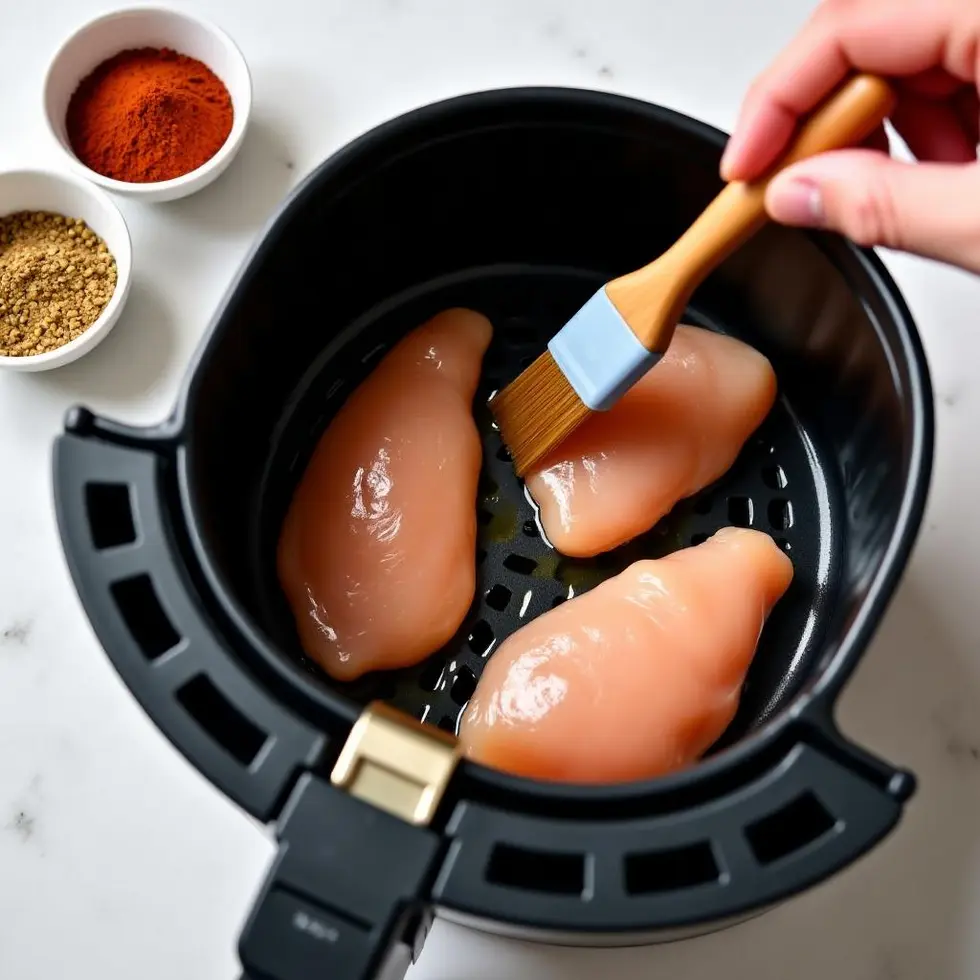 chicken breast recipes air fryer served on a casual kitchen table