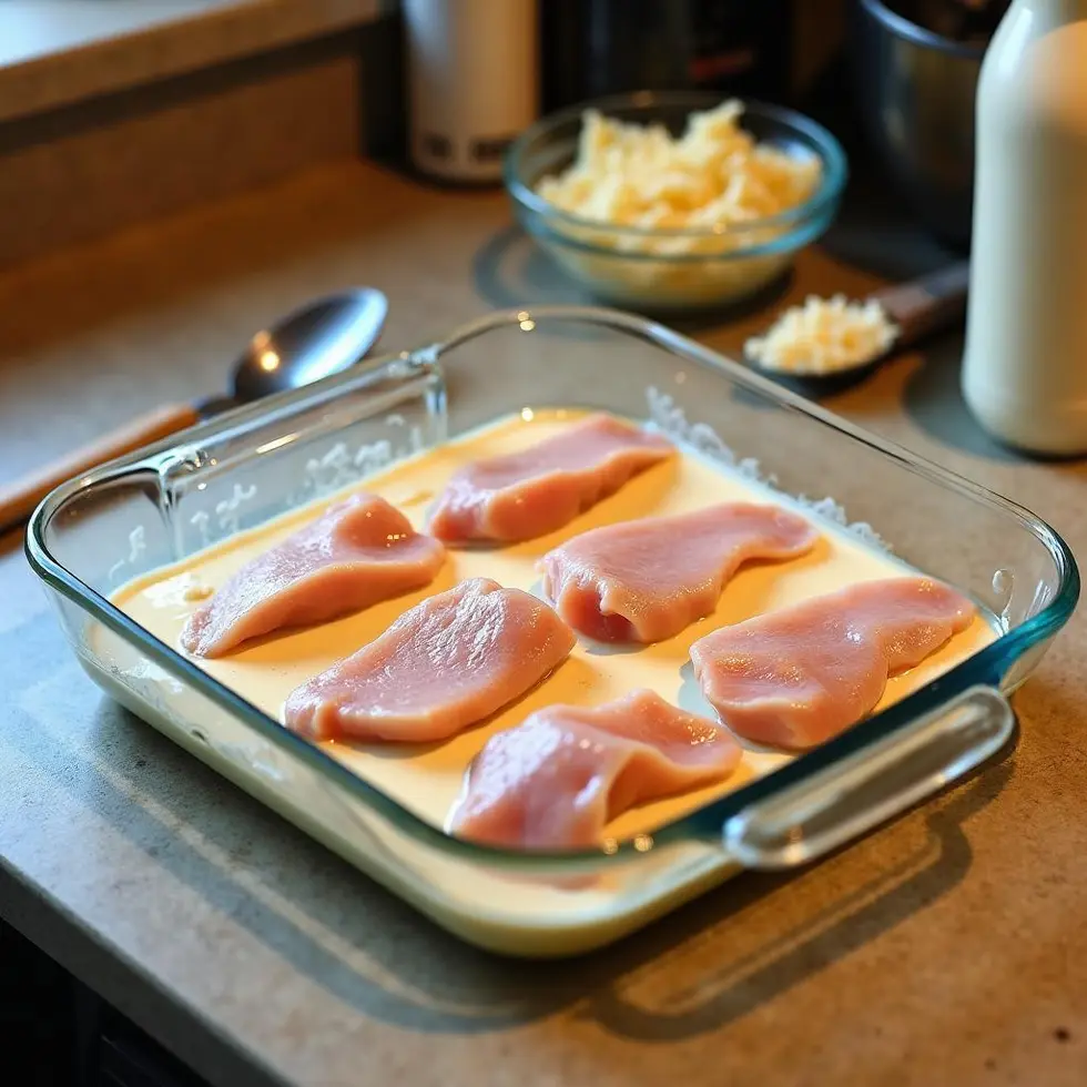 copycat longhorn parmesan crusted chicken served on a casual kitchen table