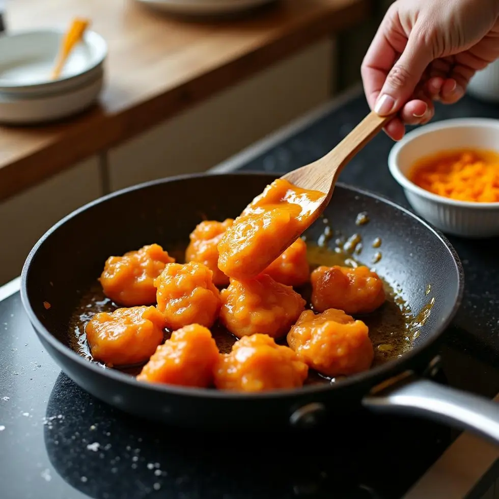 copycat panda express orange chicken recipe served on a casual kitchen table