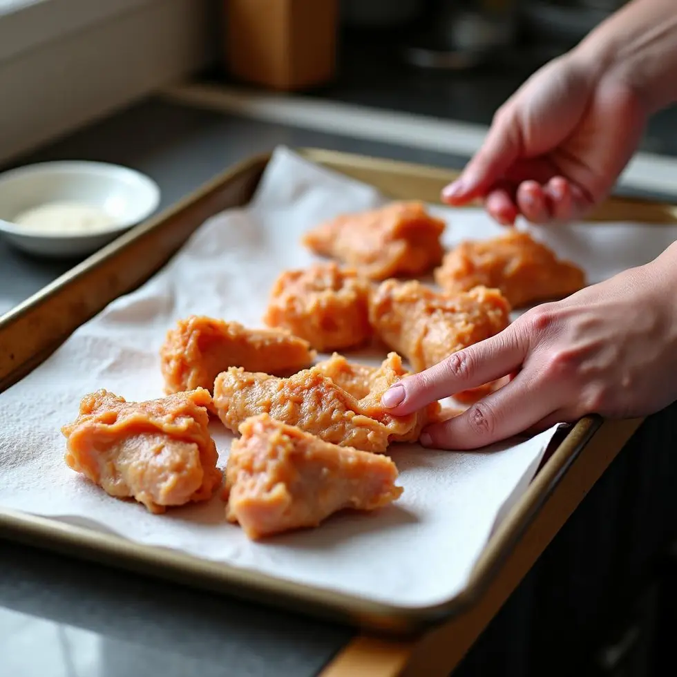 crispy oven baked chicken wings recipe served on a casual kitchen table