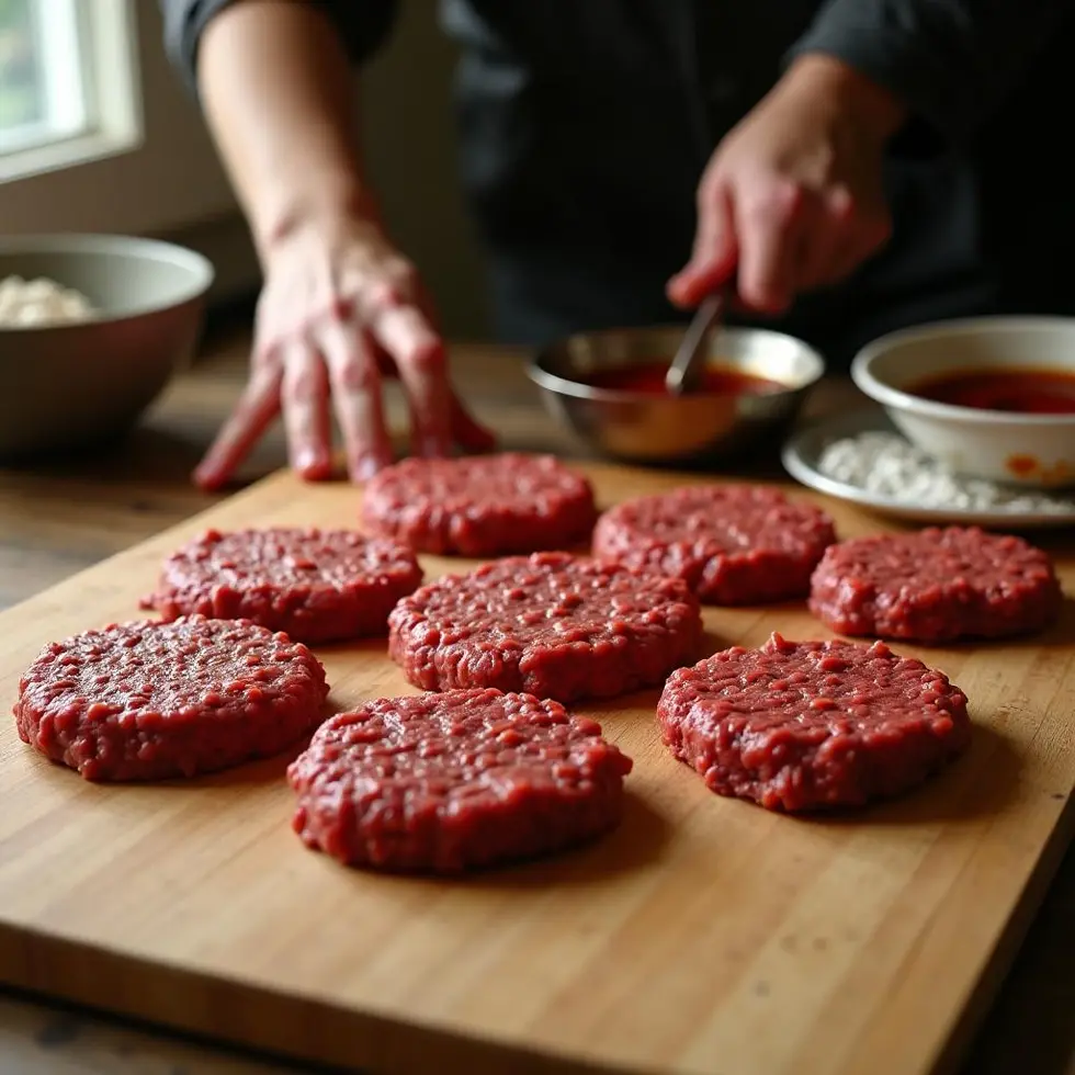 juicy bbq hamburger recipe served on a casual kitchen table