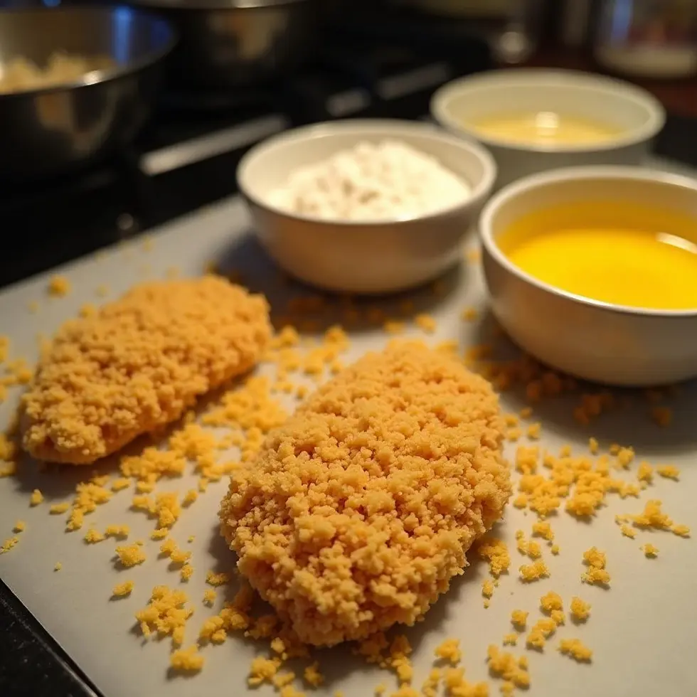 panko chicken air fryer served on a casual kitchen table