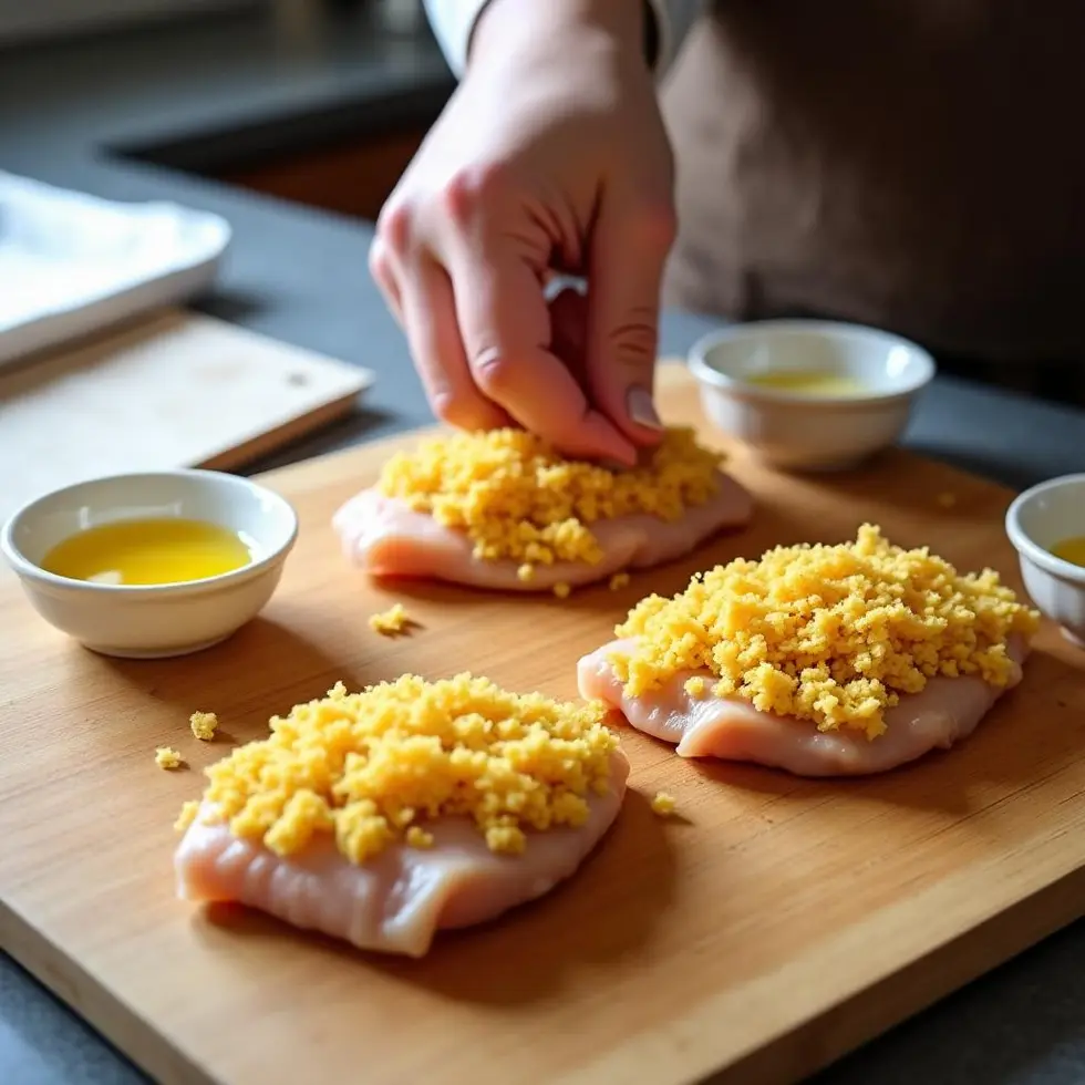 panko chicken air fryer served on a casual kitchen table