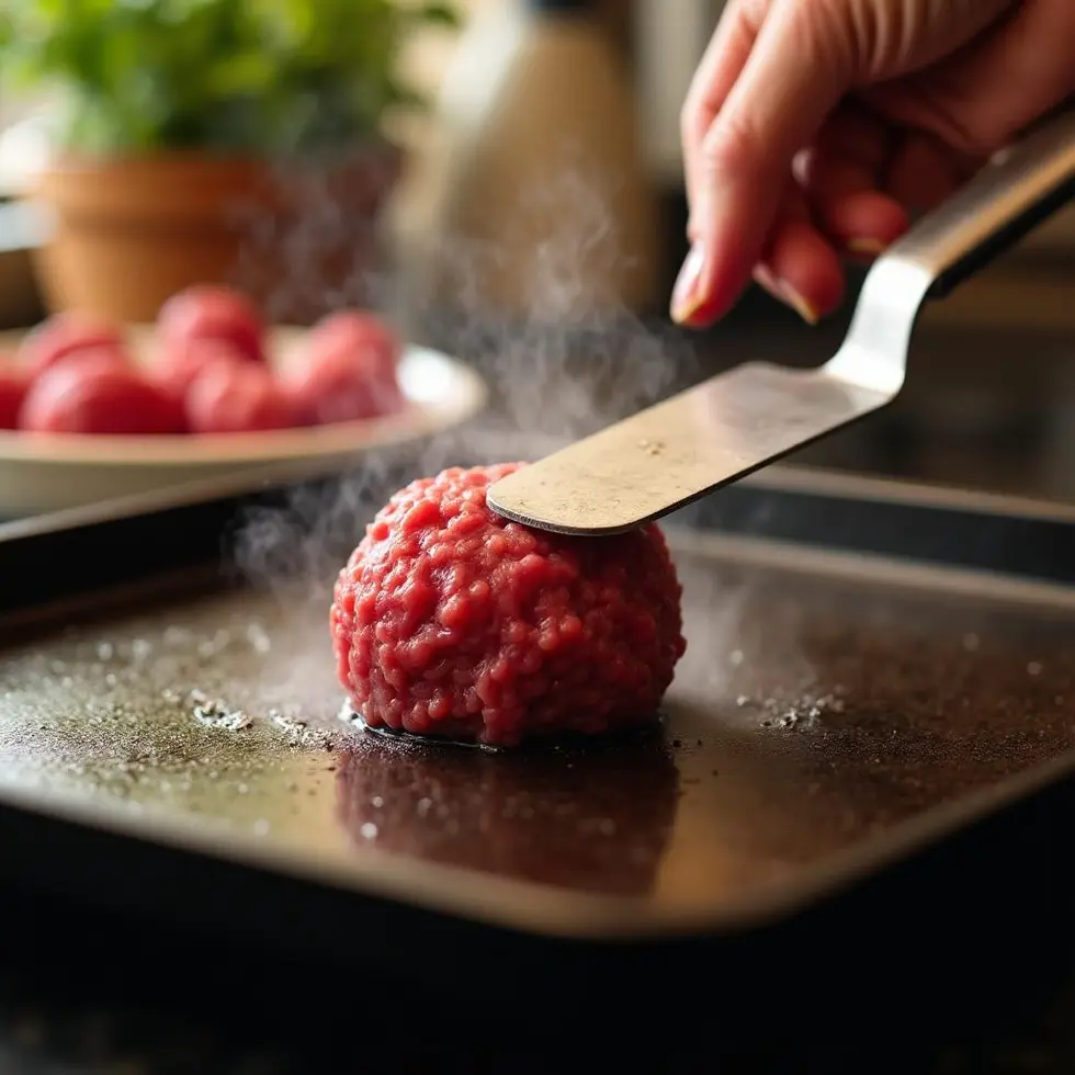 smash burger recipe blackstone served on a casual kitchen table