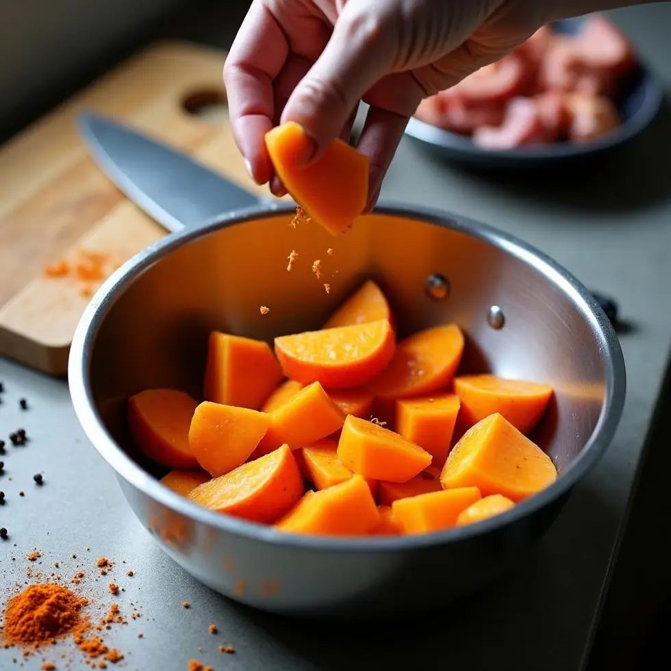 sweet potato recipe air fryer served on a casual kitchen table