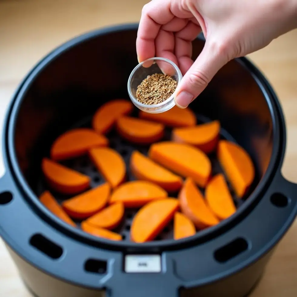 sweet potato recipe air fryer served on a casual kitchen table