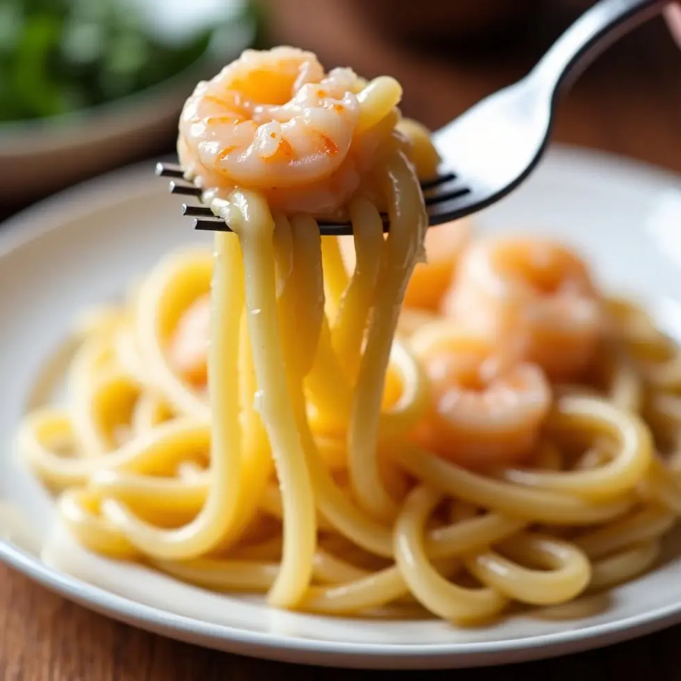 Preparing simple shrimp alfredo recipe in a home kitchen