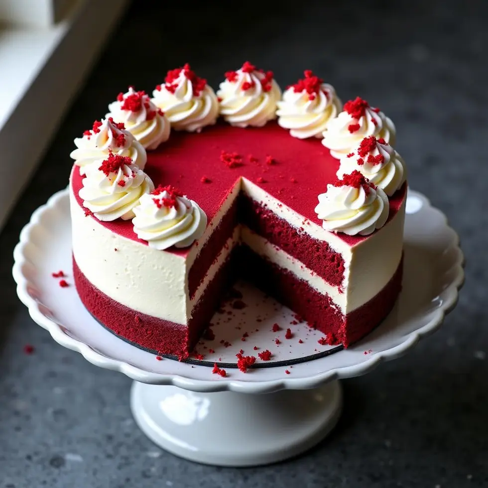 Preparing cheesecake factory red velvet cheesecake copycat in a home kitchen