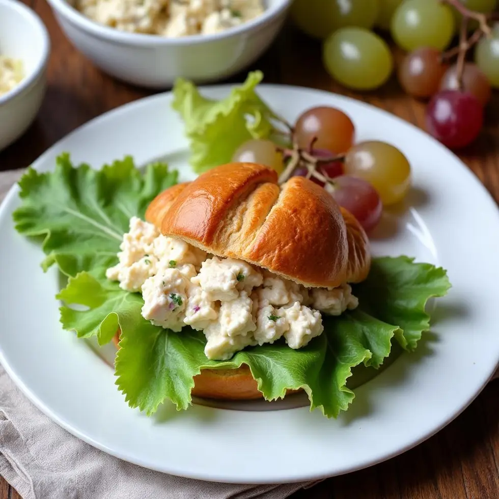 Preparing chicken salad chick sassy scotty recipe in a home kitchen