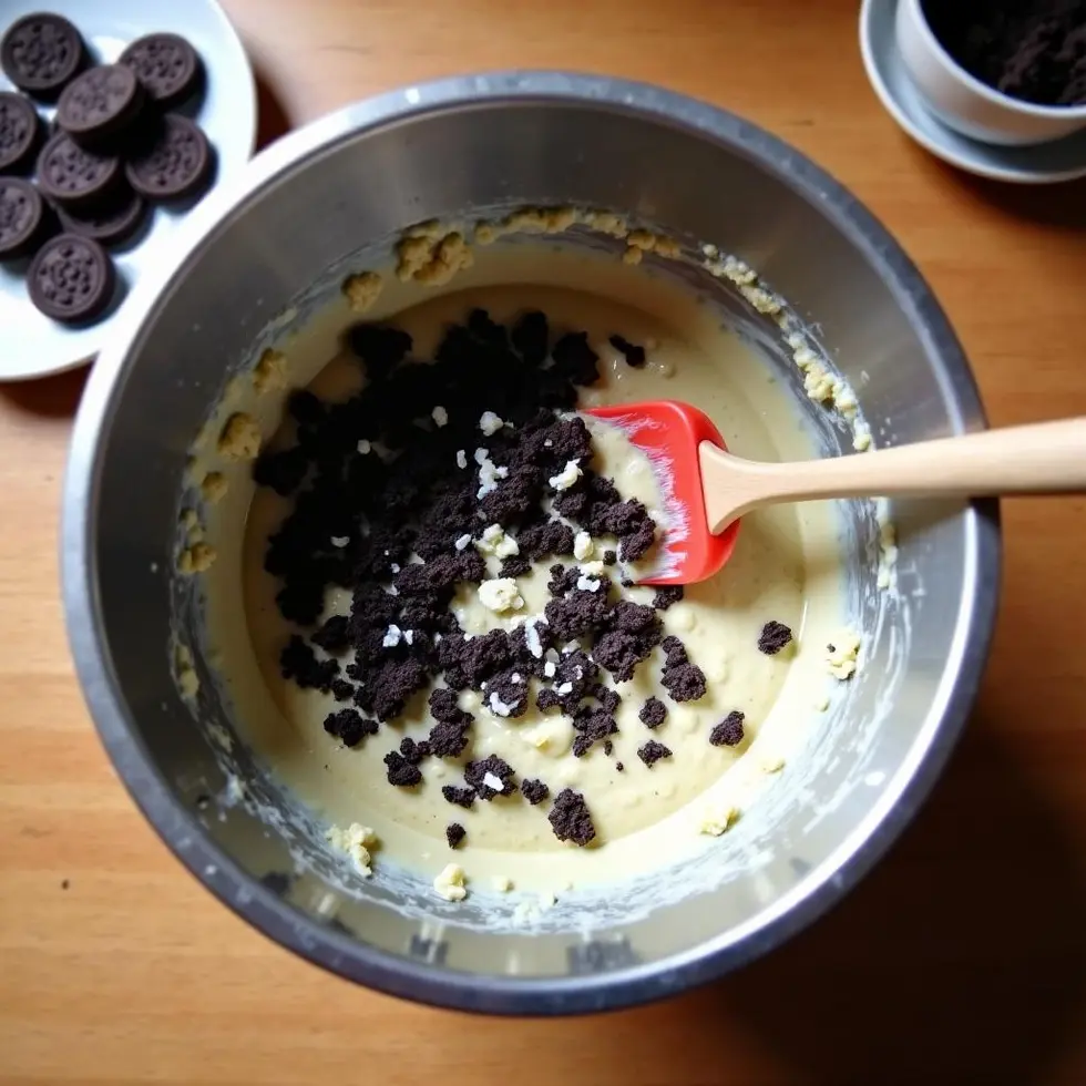 cheesecake factory oreo cheesecake copycat served on a casual kitchen table