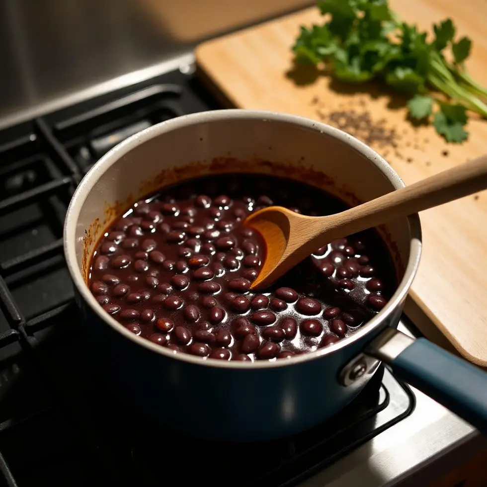 chipotle black beans copycat served on a casual kitchen table