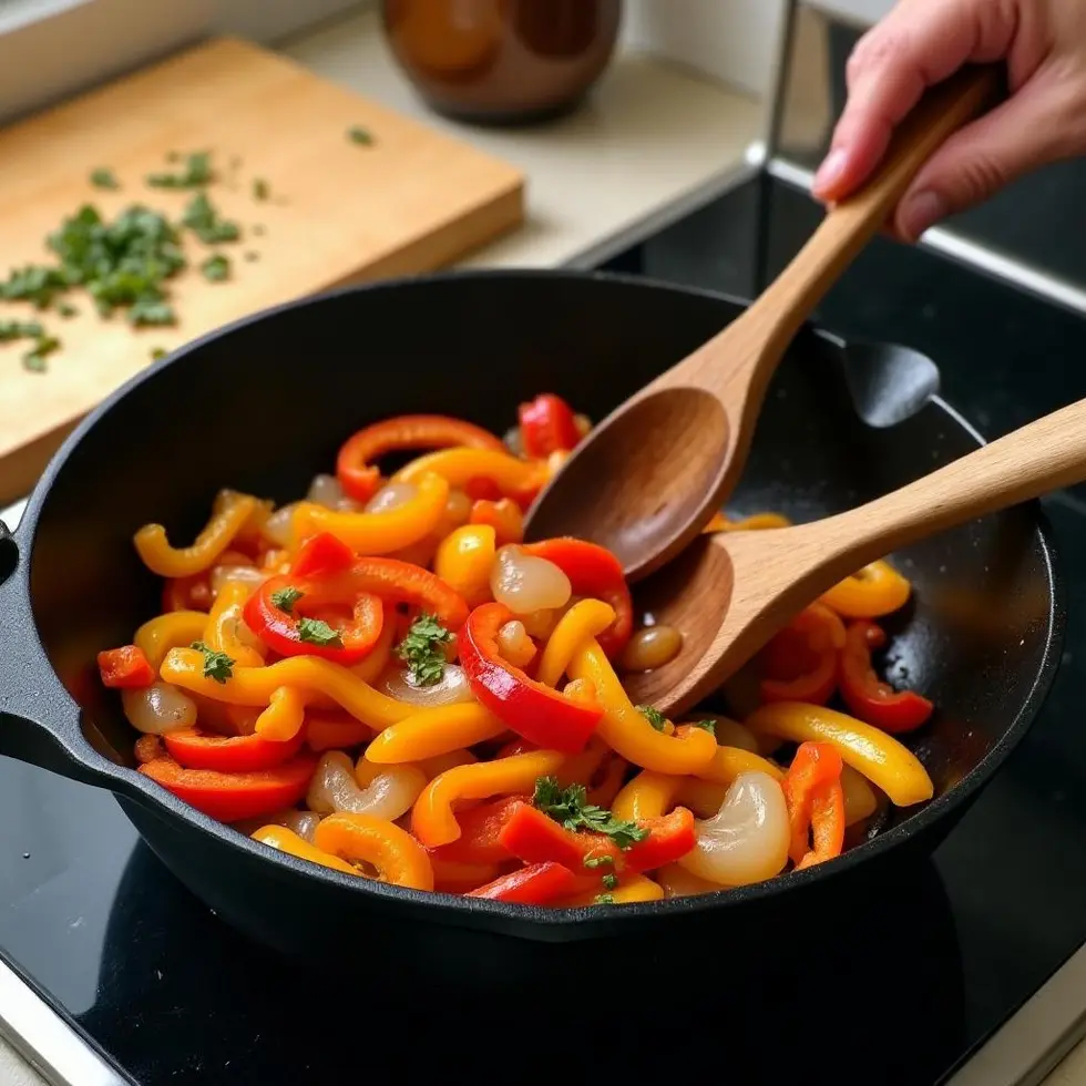chipotle fajita veggies copycat served on a casual kitchen table