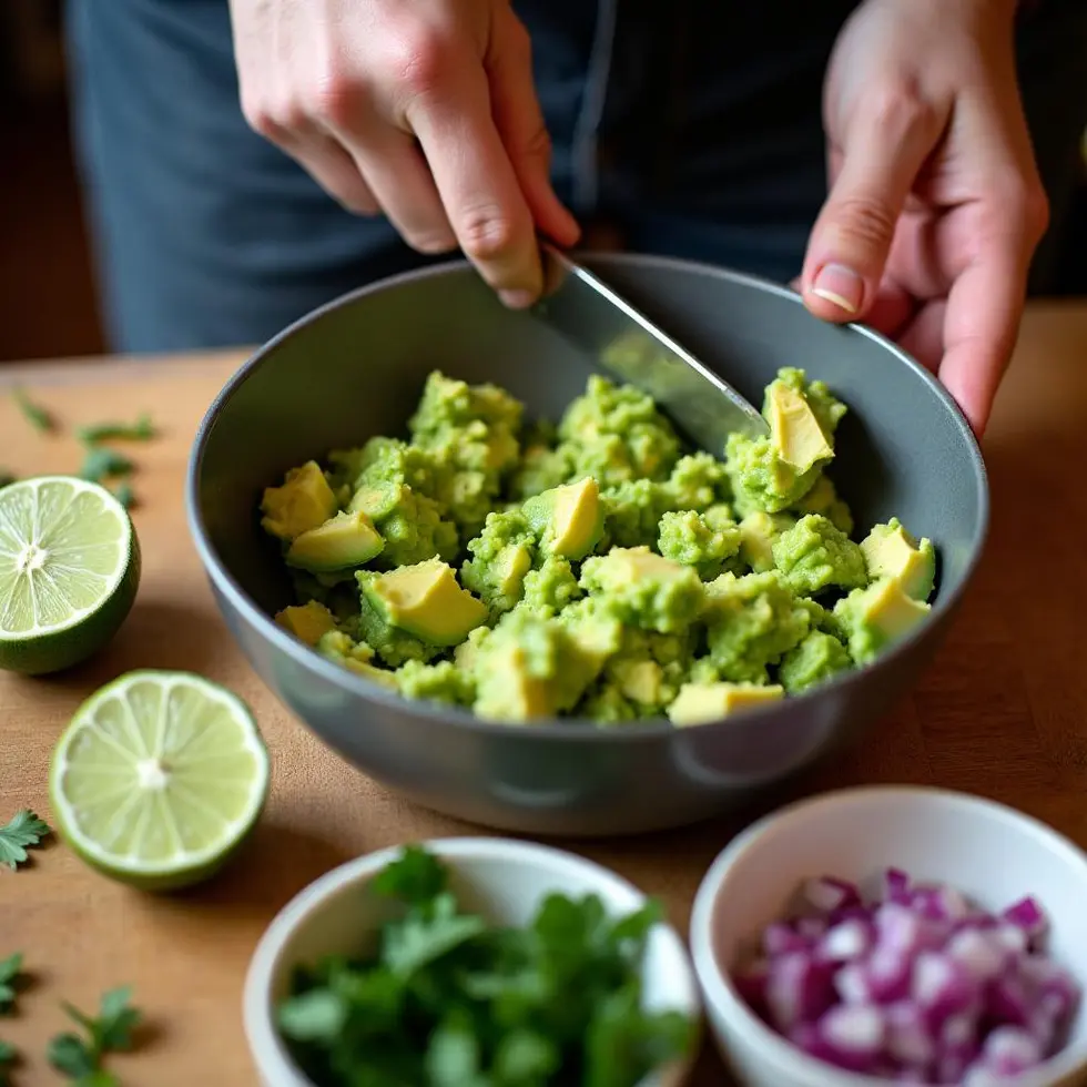 chipotle guacamole copycat recipe served on a casual kitchen table