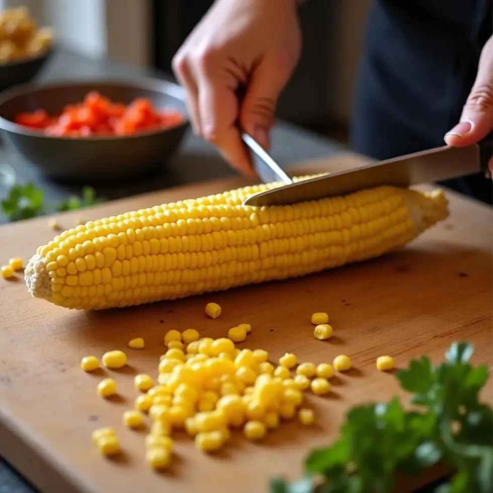 copycat chipotle corn salsa served on a casual kitchen table