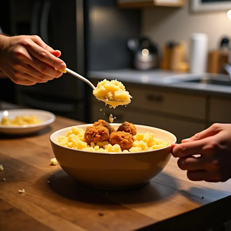 copycat kfc bowls served on a casual kitchen table
