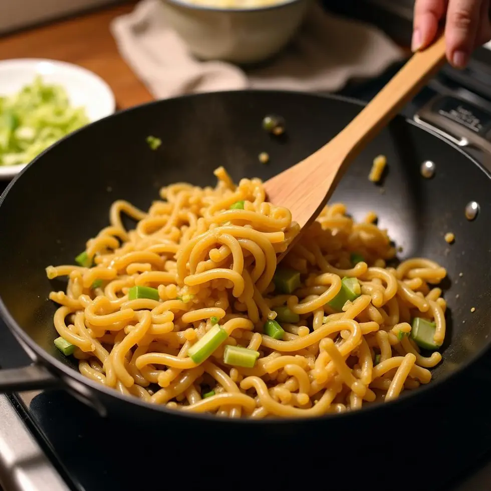 copycat panda express chow mein served on a casual kitchen table