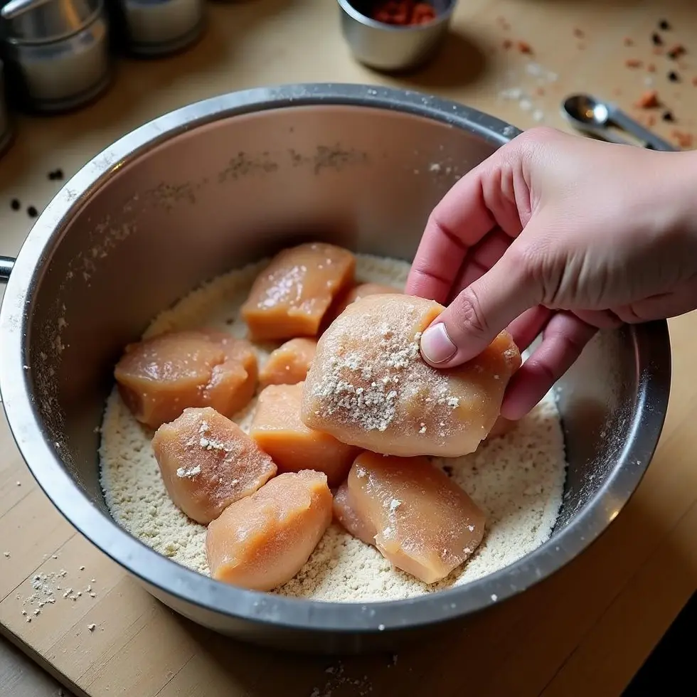 copycat popeye's chicken served on a casual kitchen table