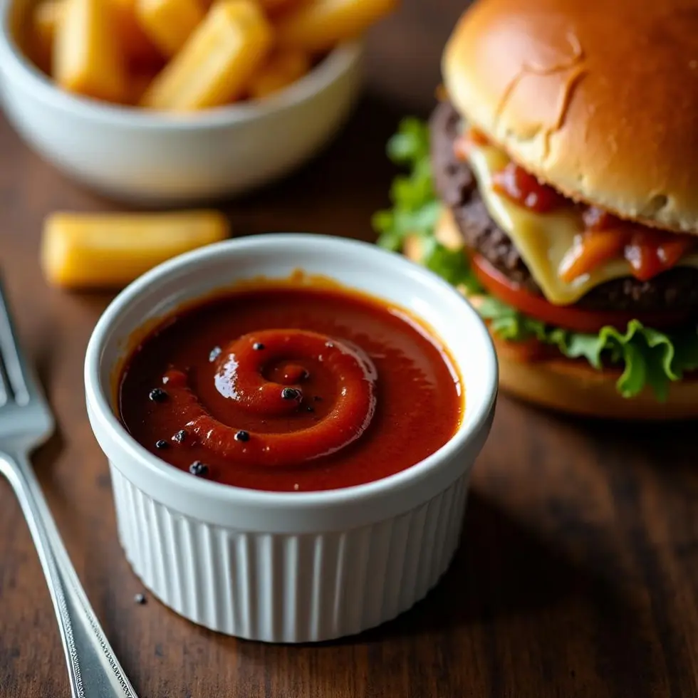 Serving the tangy sauce alongside a roast beef burger and fries