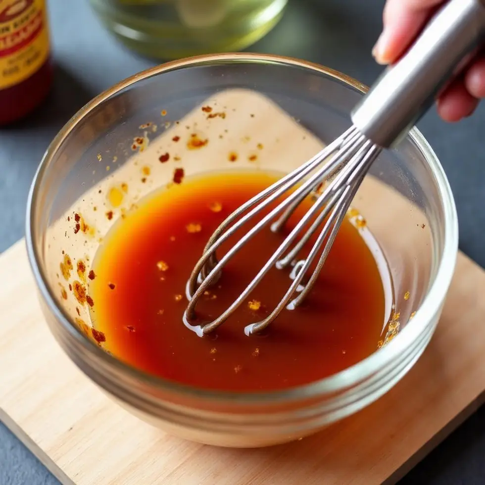Preparation step for copycat chipotle honey vinaigrette, ingredients being combined on a counter