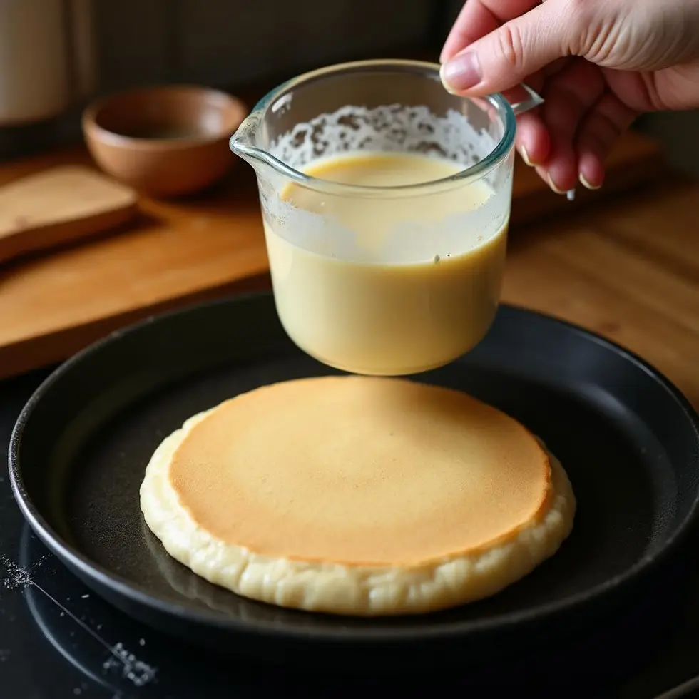 copycat ihop pancakes — Stack of fluffy golden brown pancakes with melted butter and maple syrup on a white